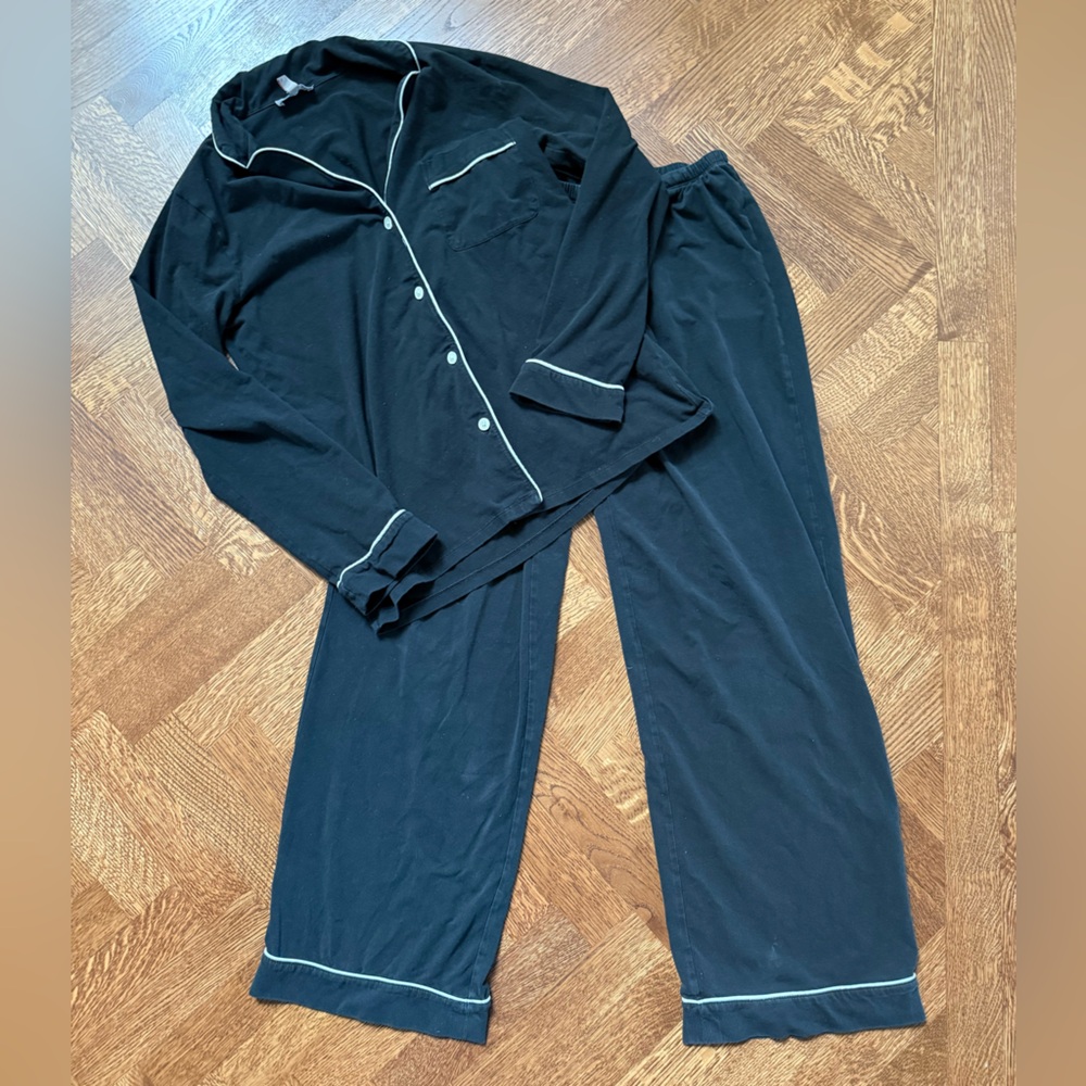 J CREW‎ Dreamy Cotton Blend Pajama Set Comfy Loungewear Classic Soft Black XS